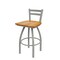 Holland Bar Stool Co 25" Low Back Swivel Counter Stool, Nickel Finish, Med Oak Seat 41125ANMedOak - alternate 1
